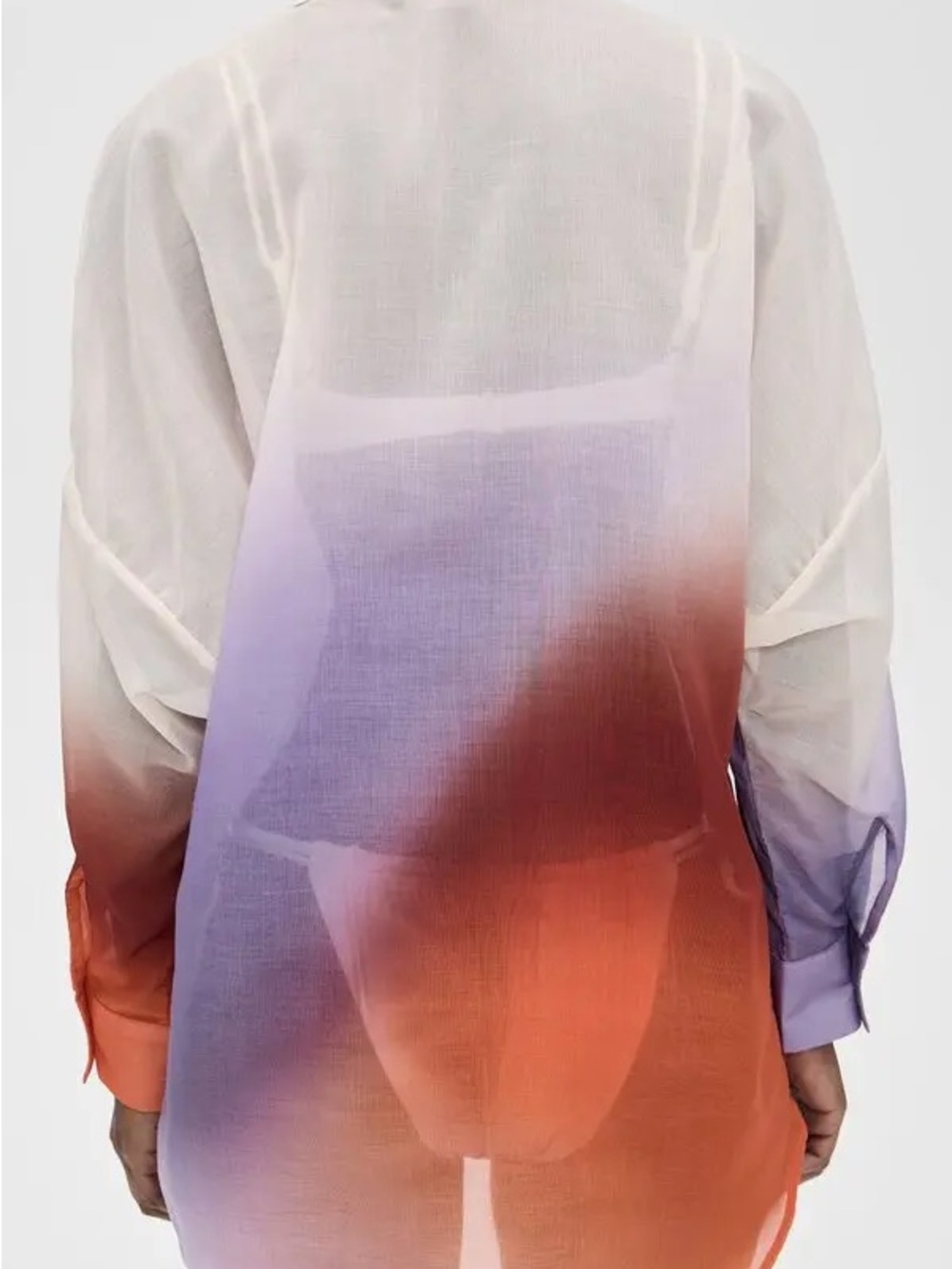 Baobab Collection Women's Ombre Button-Front Shirt - Cream, Coral & Lavender - Picture 6 of 8